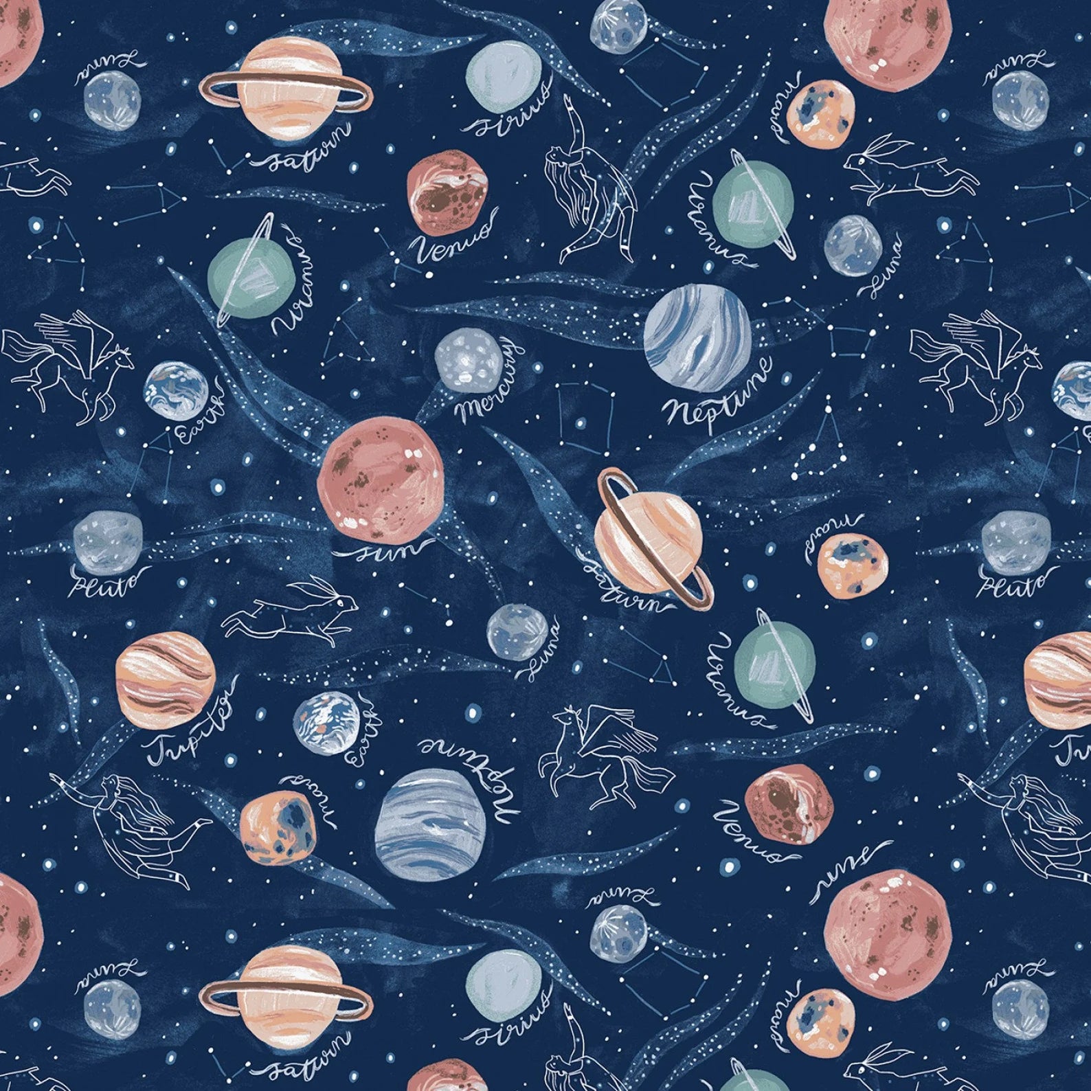 Planets Minky stroller blanket