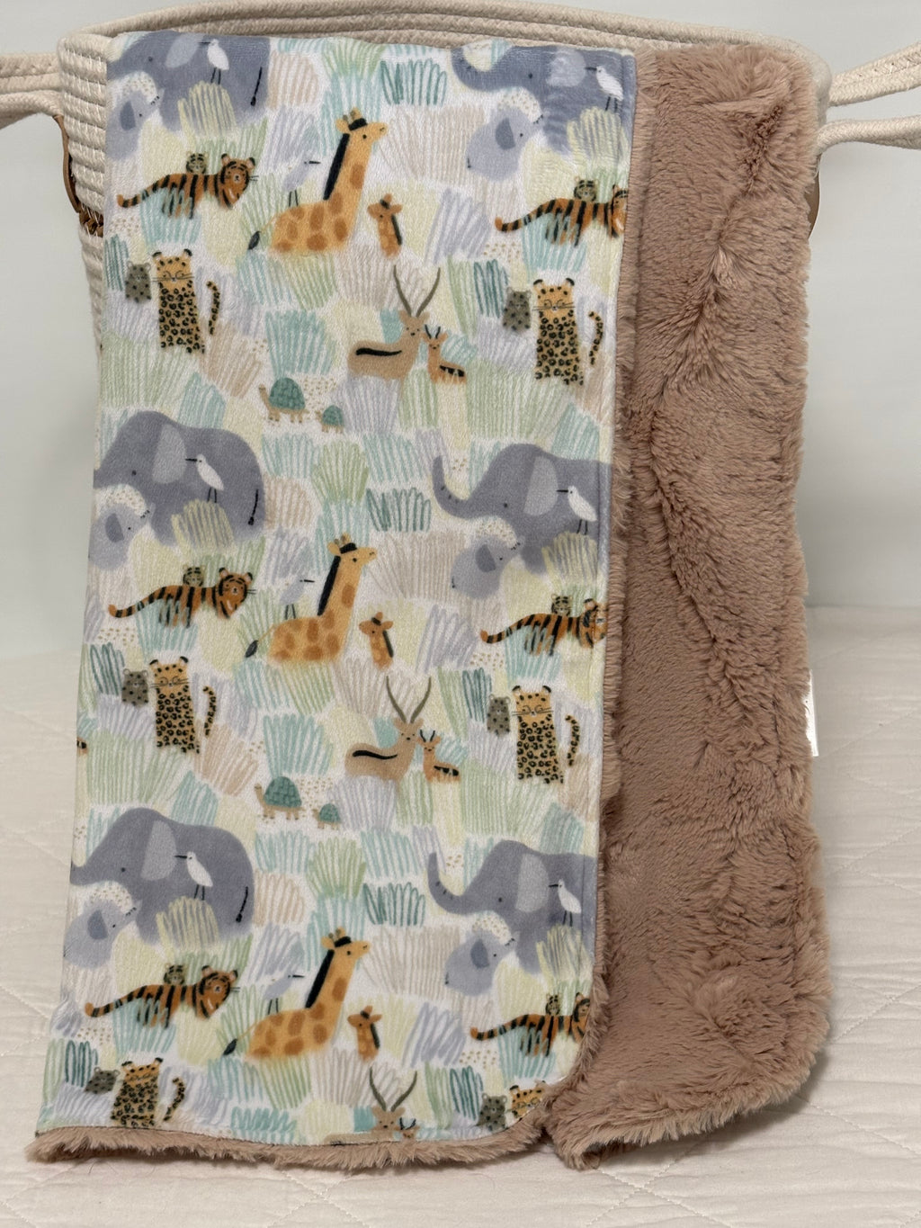 Safari Animals Minky stroller blanket