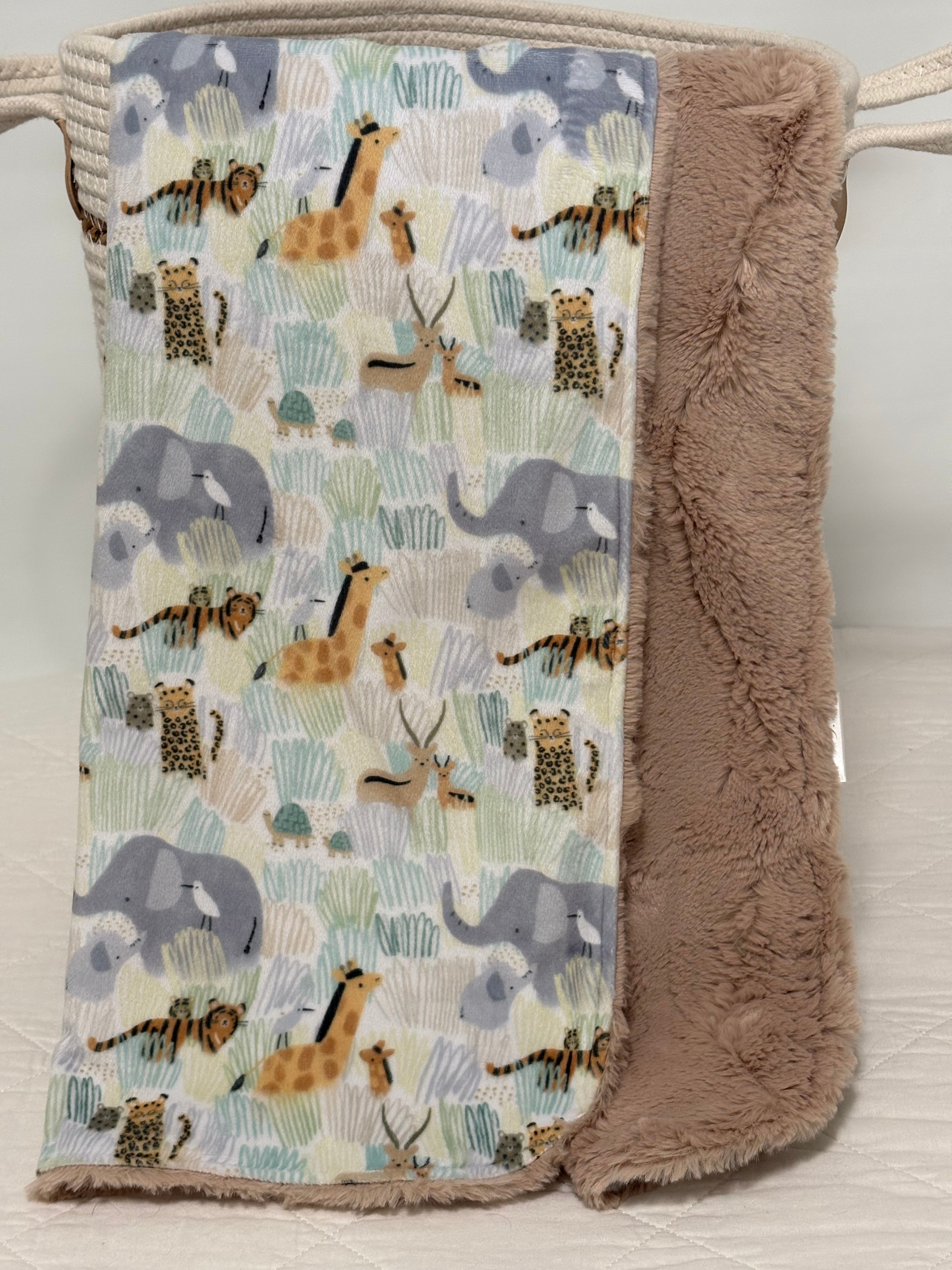 Safari Animals Minky stroller blanket