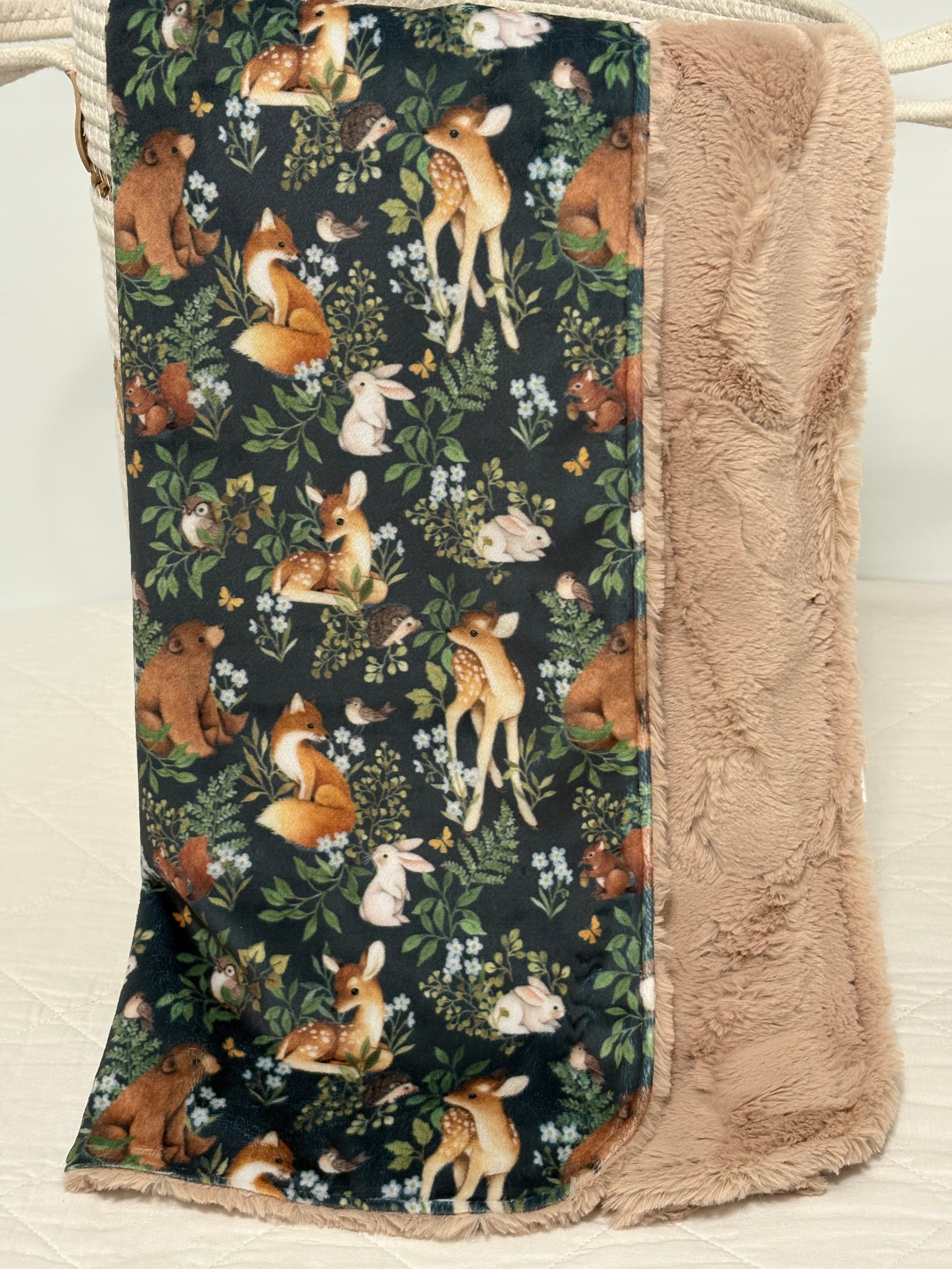 Forest Animals Minky stroller blanket