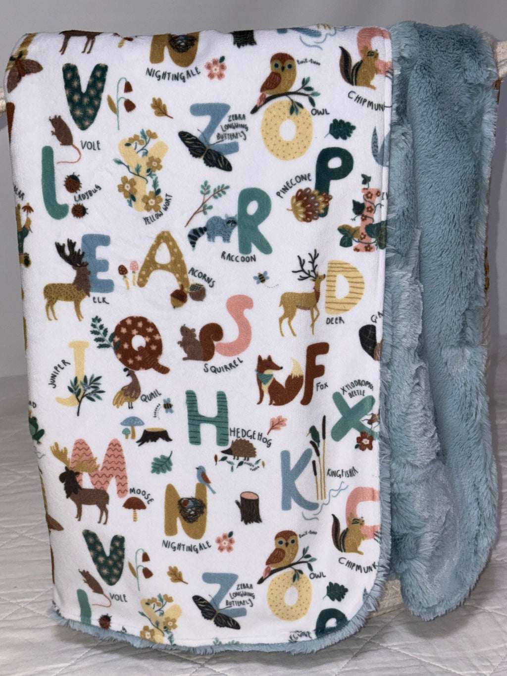 Alphabet Minky stroller blanket