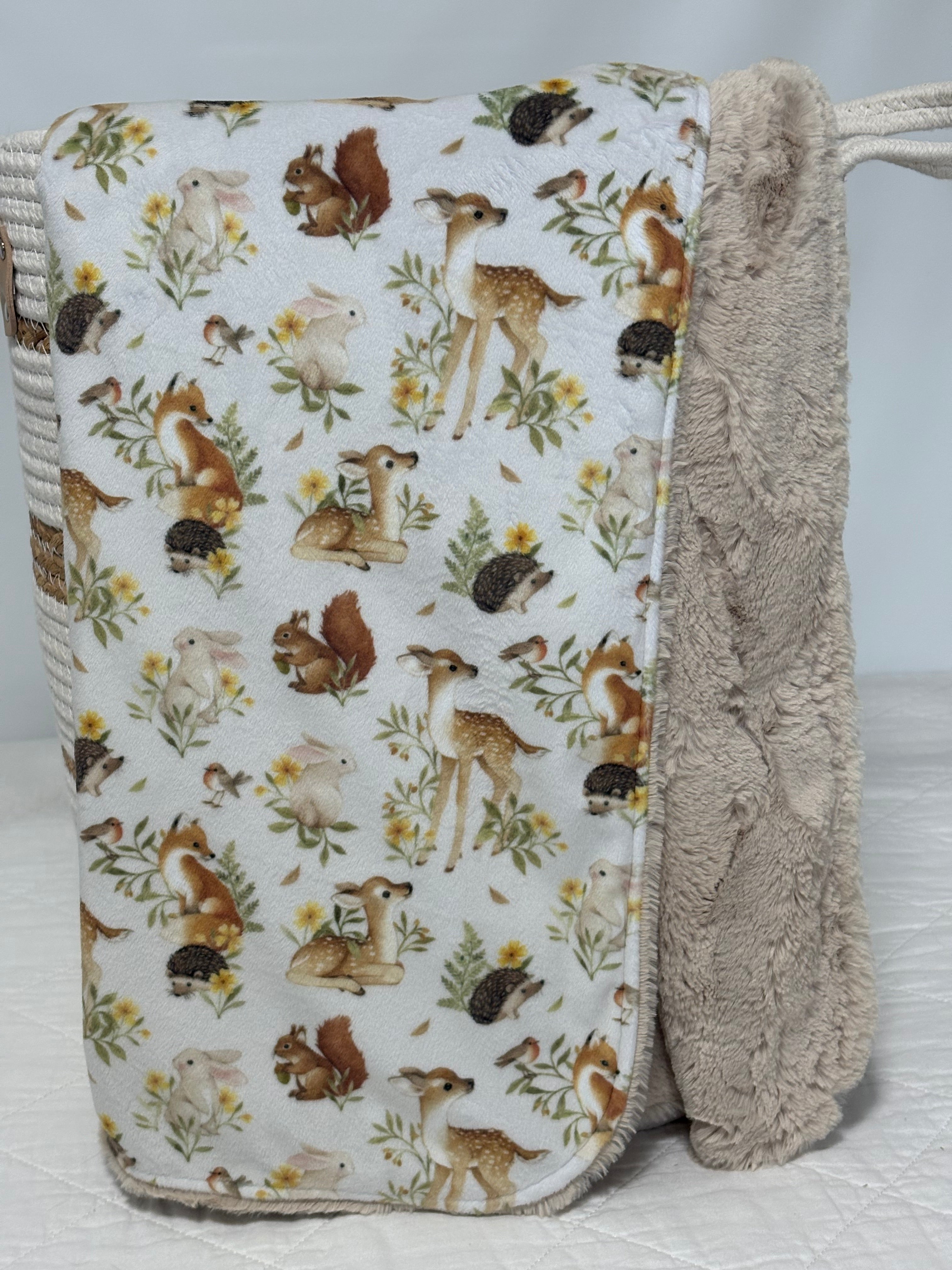 Fawn & Friends Minky stroller blanket