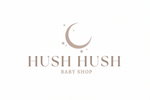 Logo of Hush Hush Baby Shop with a moon and stars design on a white background